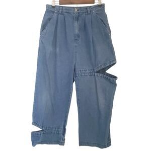 Perks And Mini P.A.M. Bribri BRI BRI Jeans Unisex Sz M Baggy Pleated Drop Crotch